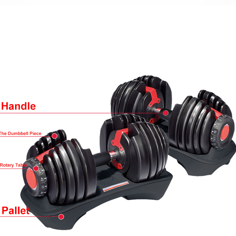 Gym Equipment Adjustable 52.5lb 24kg Dumbbell For Man Power Weights Lifting Training Dumbbells Set for Sale