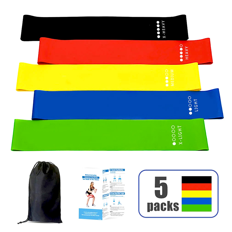 Wholesale 5 Colors Gym Fitness Rubber Yoga Bands Loop Latex Home Elastic Resistance Band Set with logo