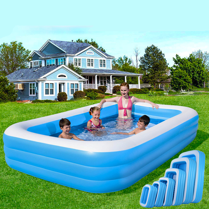 Outdoor Family Entertainment Water Park 150MM PVC Inflatable Plastic Rectangle Swimming Pool For Playing