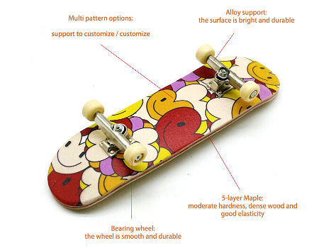 A5 Finger Skateboard Professional Maple Double Rocker Mini Skateboard Decks Sports Bearing Wheel