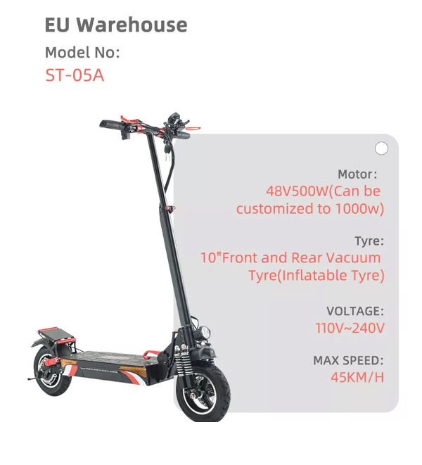 Electric scooter two wheel foldable lithium battery 48V 500W brushless motor oversea EU warehouse
