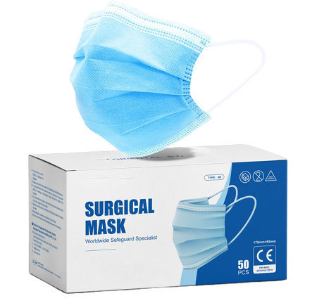 3 Ply Disposable Face Mask Black Blue Color With Elastic Ear Loop