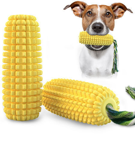 Sounding dog dental chew corn shape toy rubber silicone pet bite sucker pet dog teeth cleaning toy